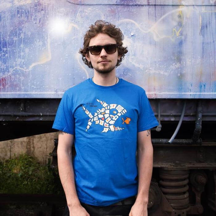 Tricou THTC Plastic Fish - Canepa/Bumbac - Albastru [2]