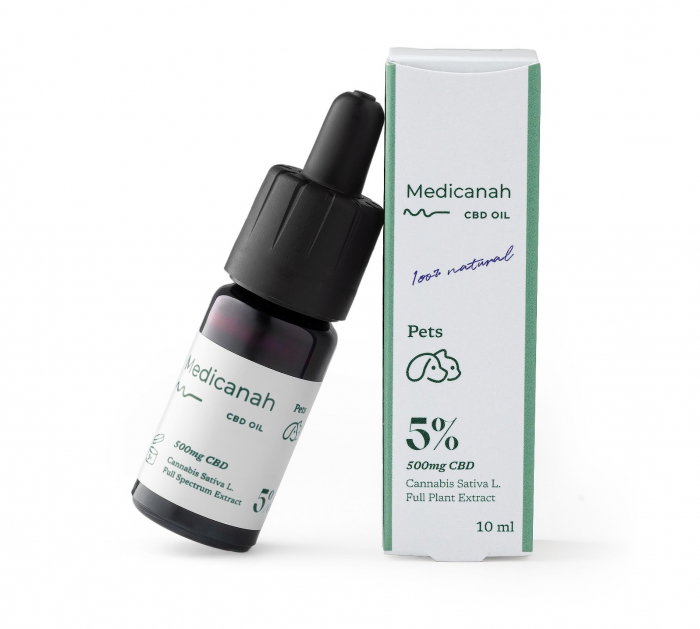 Ulei de Canabis CBD 5%, 500mg, Caini si Pisici, Full Spectrum, Medicanah, Aroma Sunca, 10ml [1]