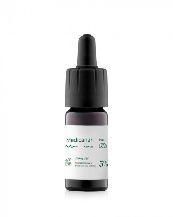 Ulei de Canabis CBD 5%, 500mg, Caini si Pisici, Full Spectrum, Medicanah, Aroma Sunca, 10ml [3]