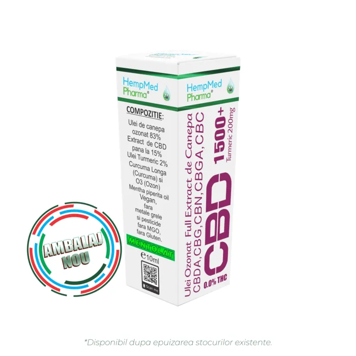 Ulei de Canepa Ozonat CBD 15%, 1500mg, HempMedPharma, 10ml [1]
