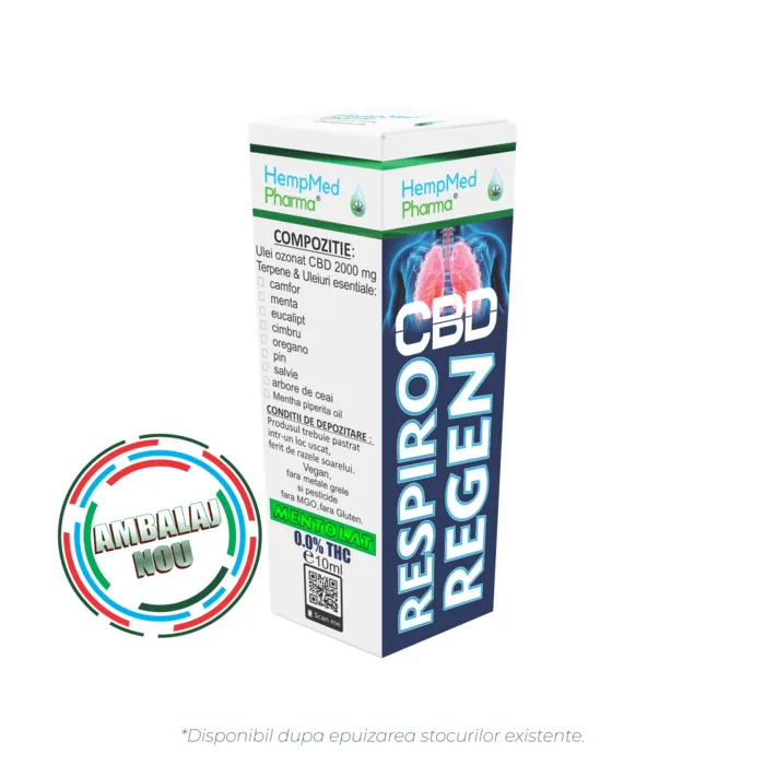 Ulei de Canepa Ozonat CBD 2000mg, Respiro Regen, HempMedPharma, 10ml [1]