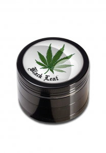 Grindere Tutun & Plante - Grinder metalic 'Black Leaf' Leaf, 4 parti, Ø50mm