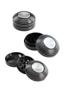 Grindere Tutun & Plante - Grinder 'Black Leaf' Spinner, 3 Parti, Ø54mm