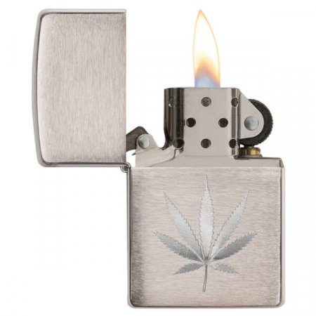 Bricheta originala Zippo, Cannabis Design Brushed Chrome Engraved [1]