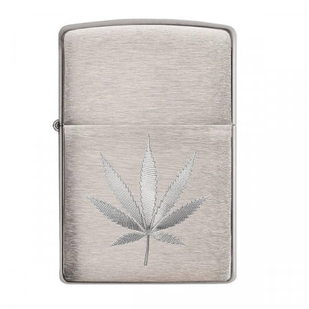 Bricheta originala Zippo, Cannabis Design Brushed Chrome Engraved [0]