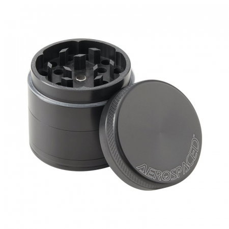 Grindere Tutun & Plante - Grinder metalic Aerospaced by Higher Standards, Gun Black, 4 parti, Ø40mm