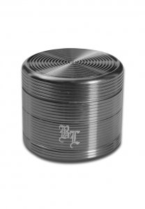 Grindere Tutun & Plante - Grinder Black Leaf, Groove, 4 Parti, Silver, Ø40mm