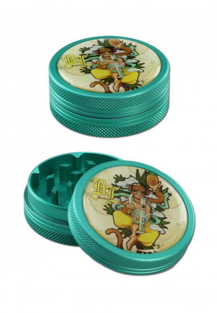 Grindere Tutun & Plante - Grinder metalic 'Black Leaf' Hanuman, 2 Parti, Ø50mm