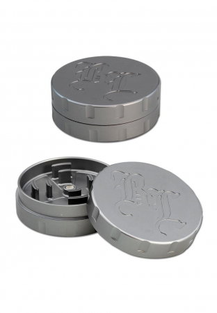 Grindere Tutun & Plante - Grinder metalic 'Black Leaf' Startrails, 2 Parti, Argintiu, Ø62mm