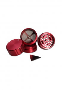 Grinder metalic 'Black Leaf' Startrails, Rosu, 4 parti, Ø42mm [1]