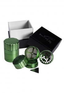 Grinder metalic 'Black Leaf' Startrails, Verde, 4 parti, Ø42mm [0]