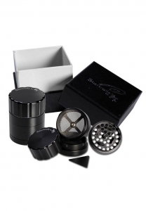 Grinder metalic 'Black Leaf' Startrails, Negru, 4 parti, Ø42mm [0]