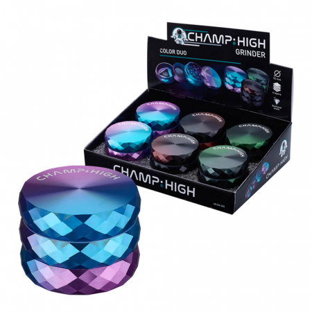 Grindere Tutun & Plante - Grinder metalic Champ-High, 3 Parti, Duo-Color, Ø53mm
