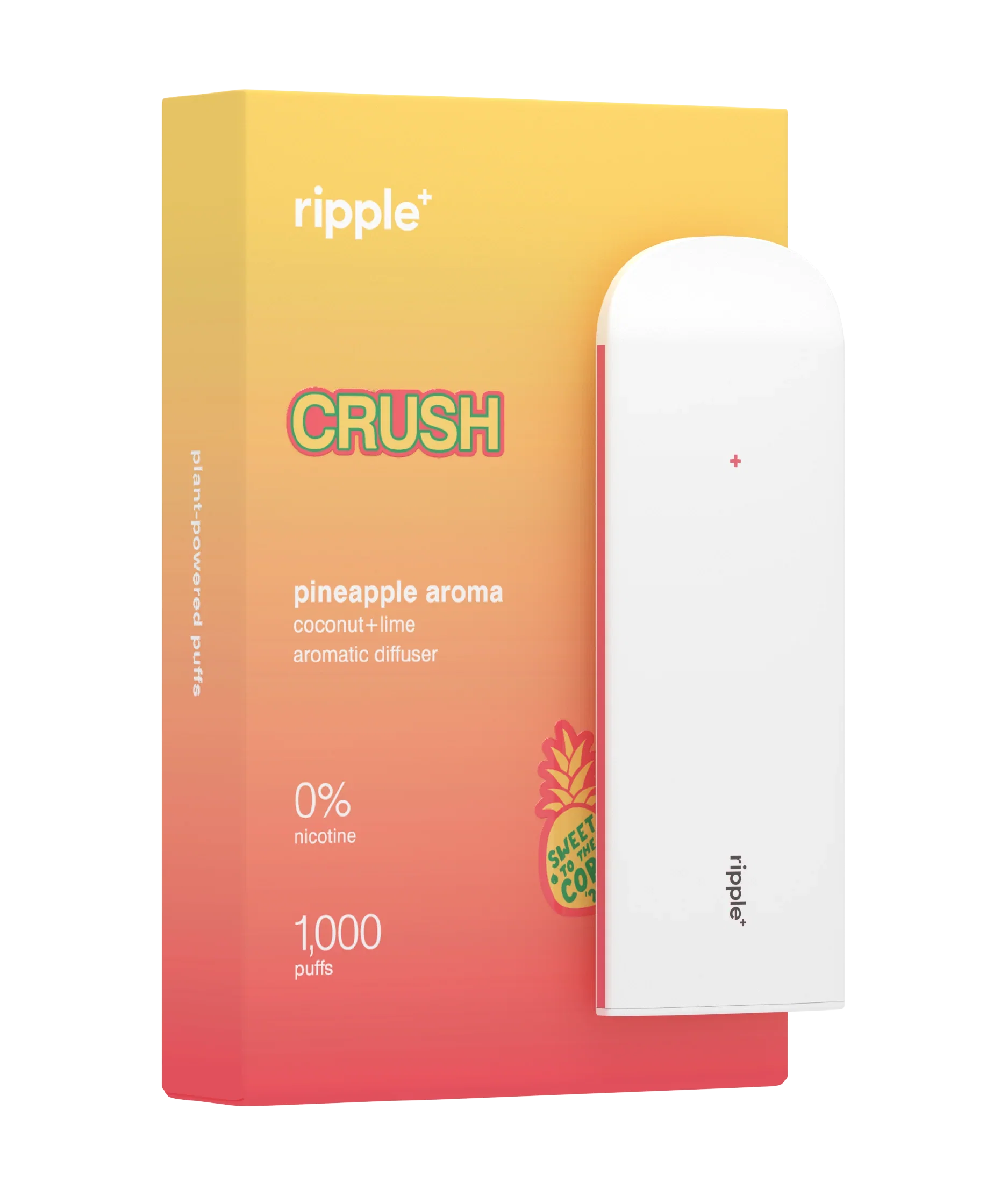Tigari electronice - Tigara electronica, Ripple+, CRUSH, Ananas, fara nicotina, 1000 pufuri