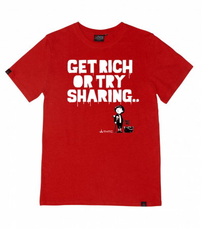 Imbracaminte - Tricou THTC Get Rich or Try Sharing - Canepa/Bumbac - Rosu
