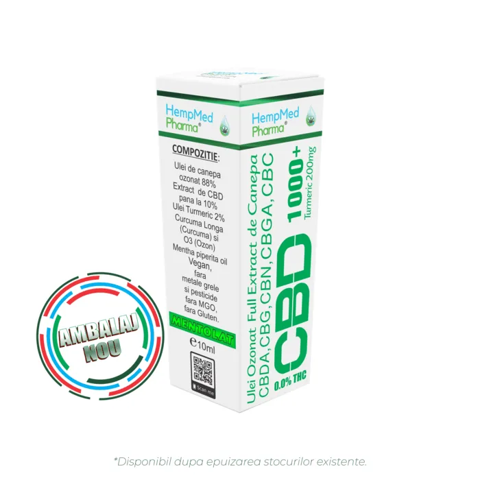 Ulei CBD - Ulei de Canepa Ozonat CBD 10%, 1000mg, HempMedPharma, 10ml