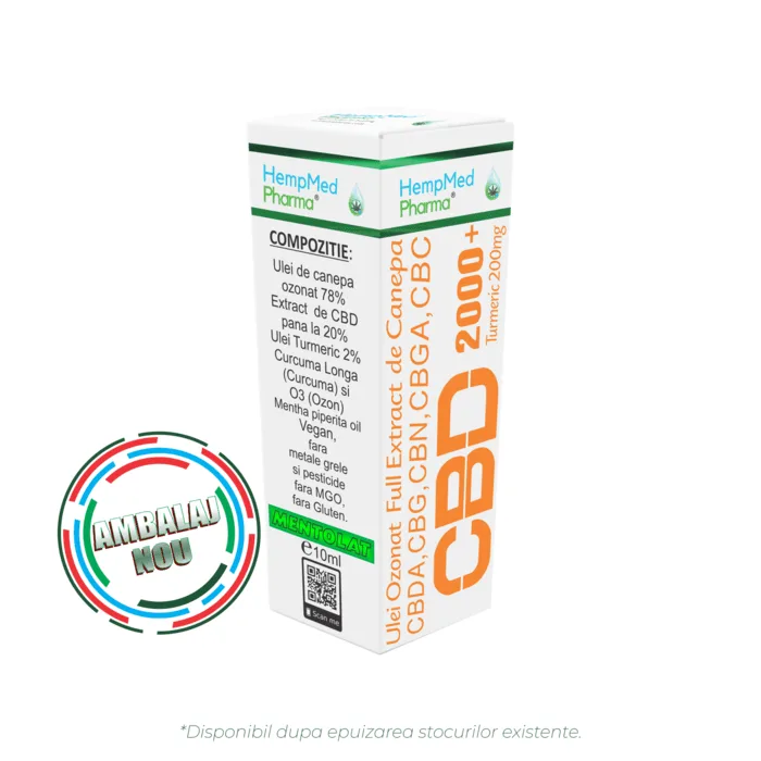 Ulei de Canepa Ozonat - Ulei de Canepa Ozonat CBD 20%, 2000mg, HempMedPharma, 10ml