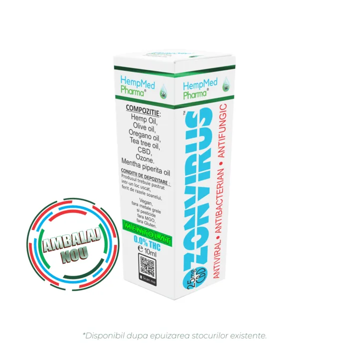 Ulei CBD - Ulei de Canepa Ozonat CBD 25mg, Ozonvirus, HempMedPharma, 10ml