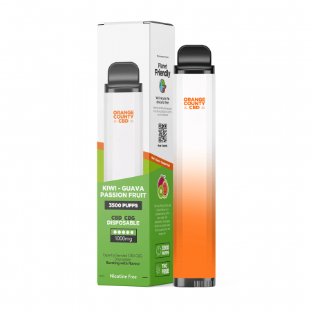 Vape CBD - Vaporizatoare cu CBD - Vaporizator CBD + CBG, Orange County CBD, Kiwi Guava Passion Fruit, 1000mg