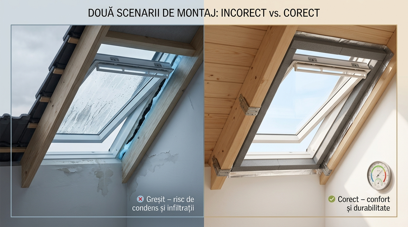 montaj corect a ferestrei d mansarda
