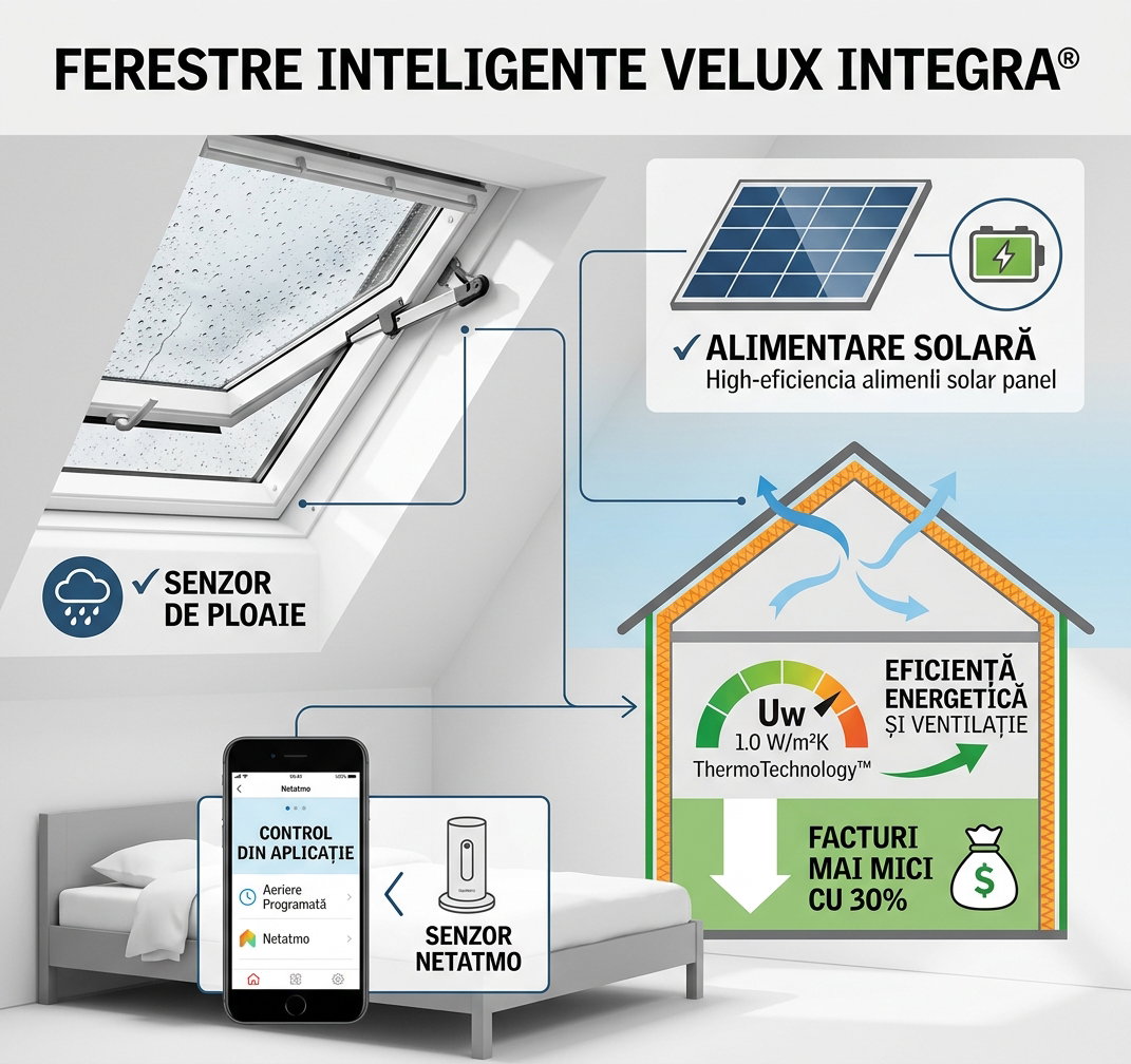 Combină gama VELUX INTEGRA® cu sistemul inteligent VELUX ACTIVE with NETATMO
