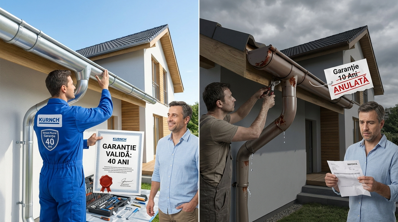 diferența dintre un sistem pluvial cu garanție validă și unul cu garanție anulată.