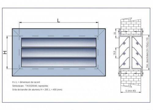 Grila de transfer din aluminiu - ARIATECH - TAG 300x1000 mm [2]