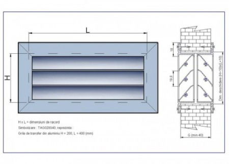 Grila de transfer din aluminiu - ARIATECH - TAG 250x1000 mm [1]