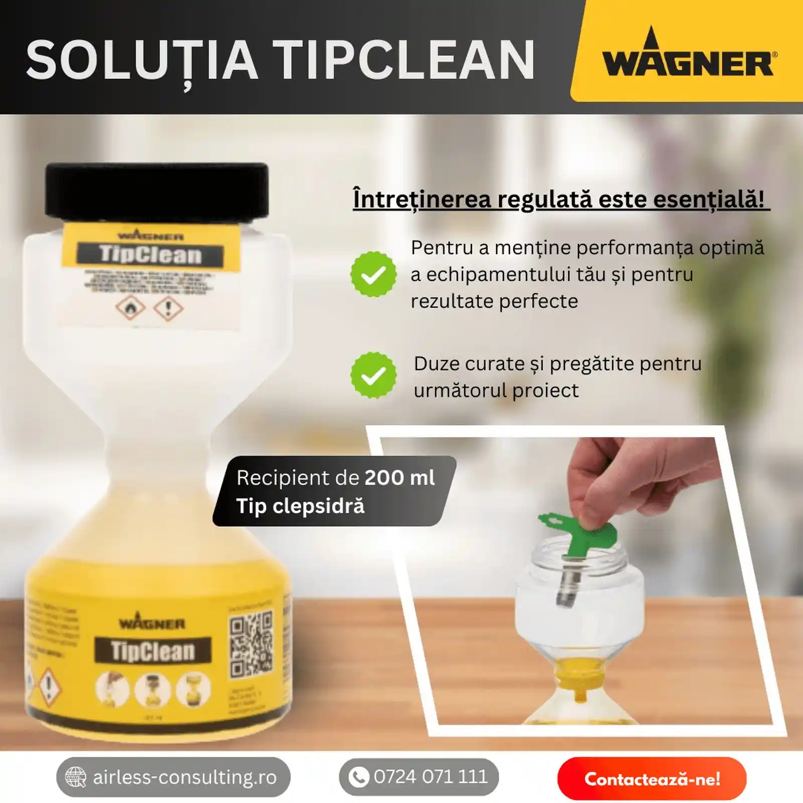 Clepsidra TipClean 200ml pentru duza airless cu solutie de depozitare, intretinere a duzelor [6]