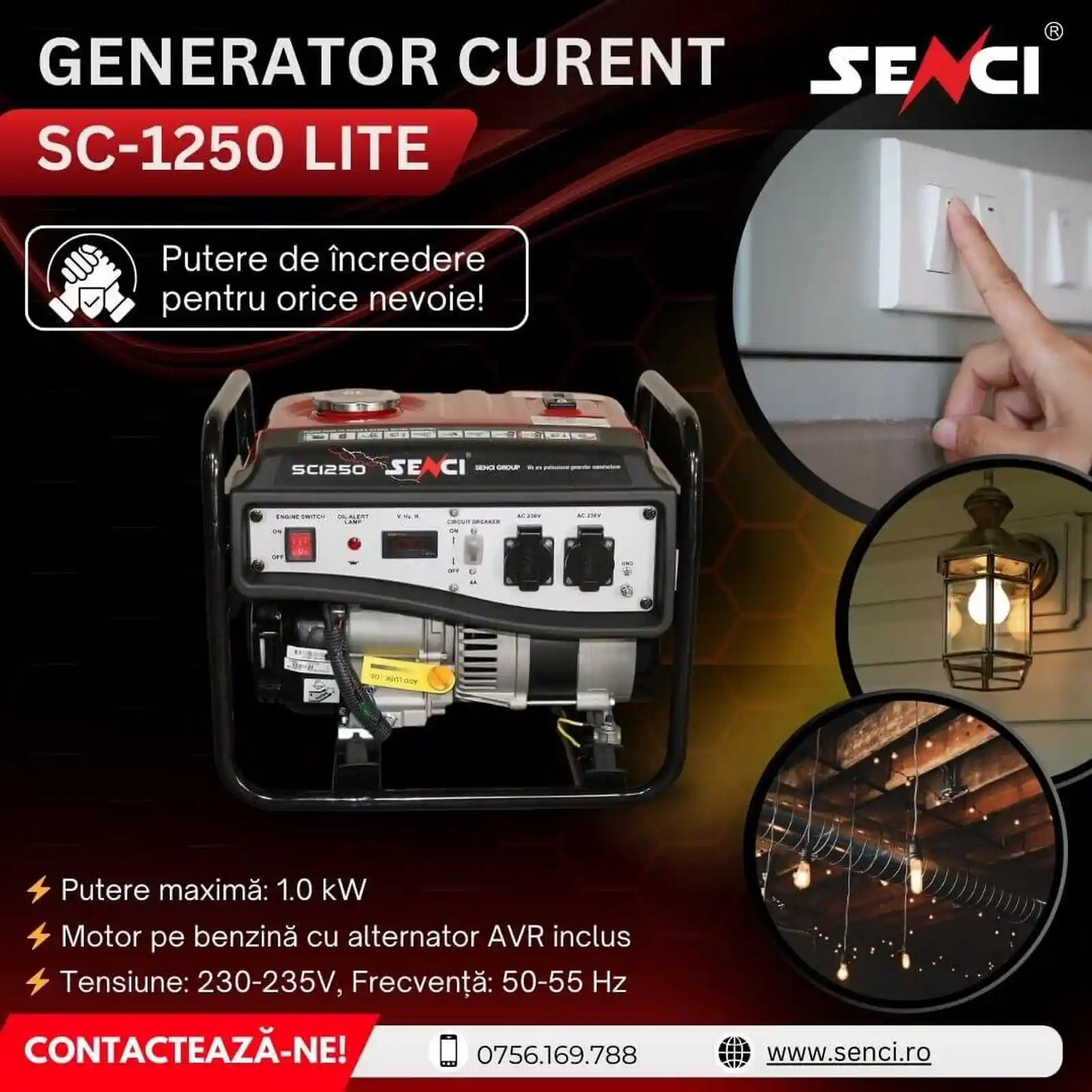 Generator de curent pe benzina, SC 1250 LITE, 1 kW, 230 V [2]