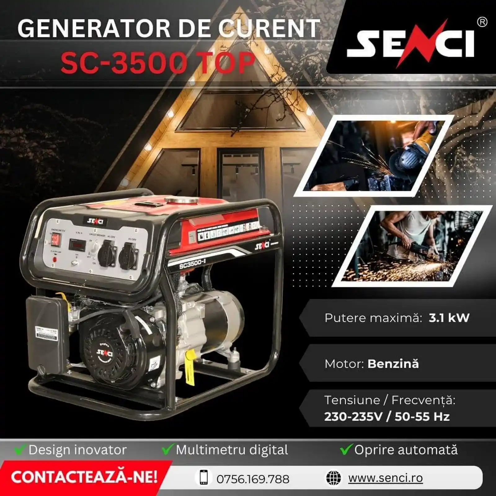Generator de curent pe benzina, SC 3500 TOP, 3.1 kW, 230V [4]