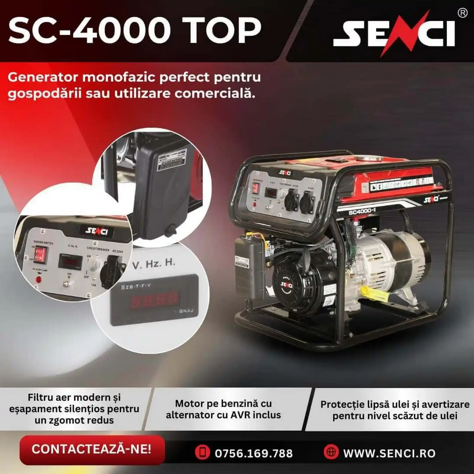 Generator de curent pe benzina, SC 4000 TOP, 3.8 kW, 230V [4]