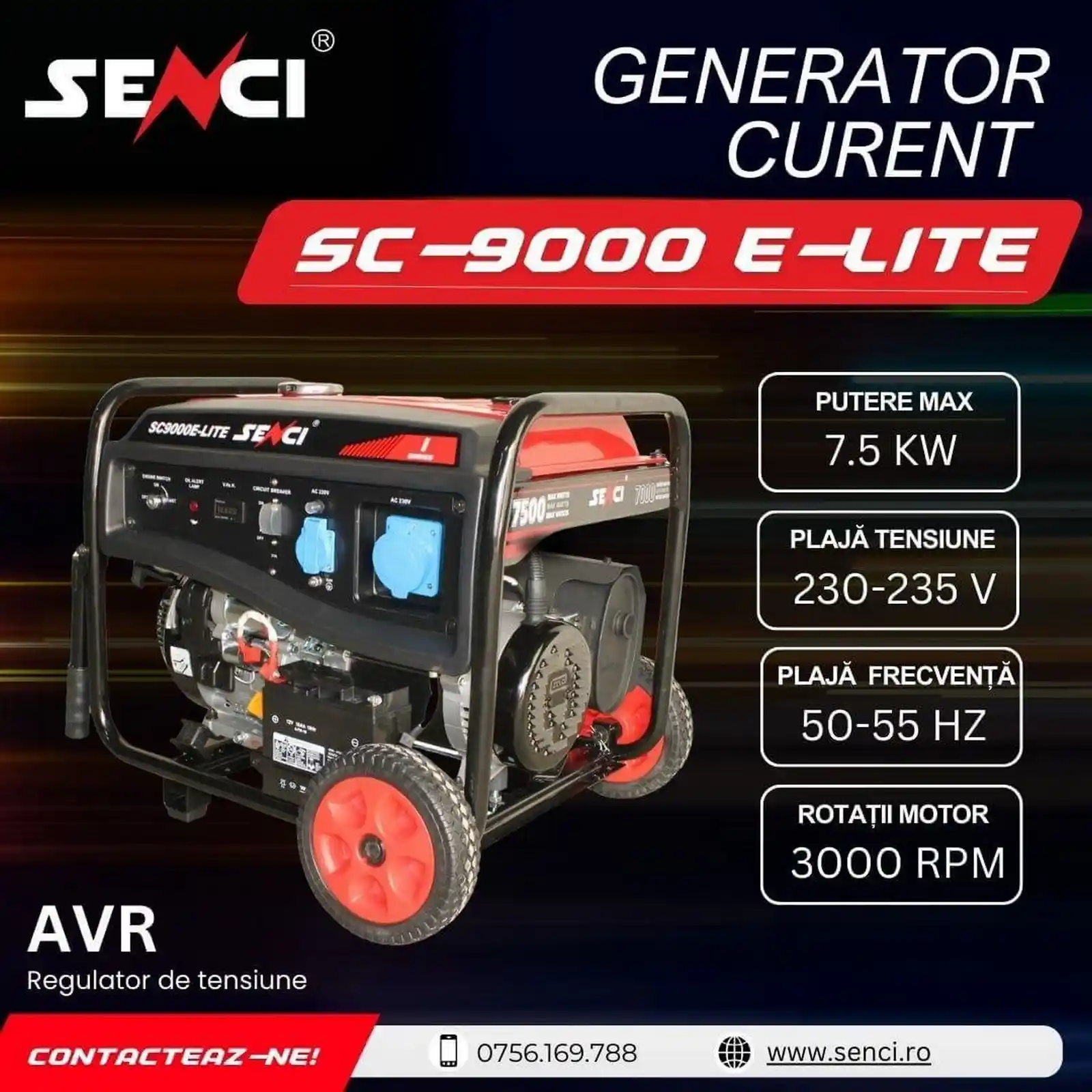 Generator de curent pe benzina, SC 9000E LITE, 7.5 kW, 230V [3]