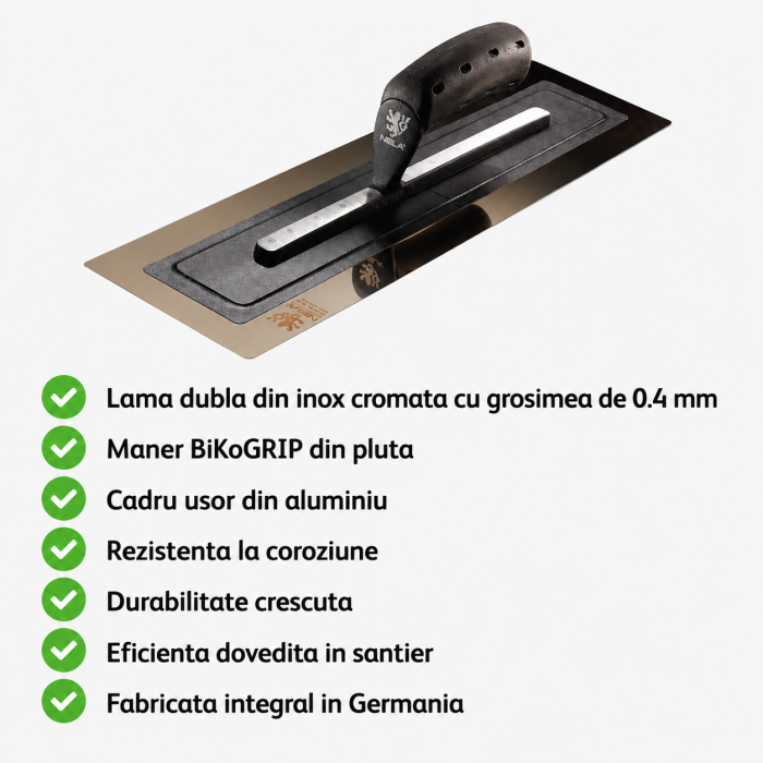 Gletiera premium Clasica, NELA, Black Edition, 45 cm, lama 0.4 mm, dubla inox cromat, maner pluta [2]
