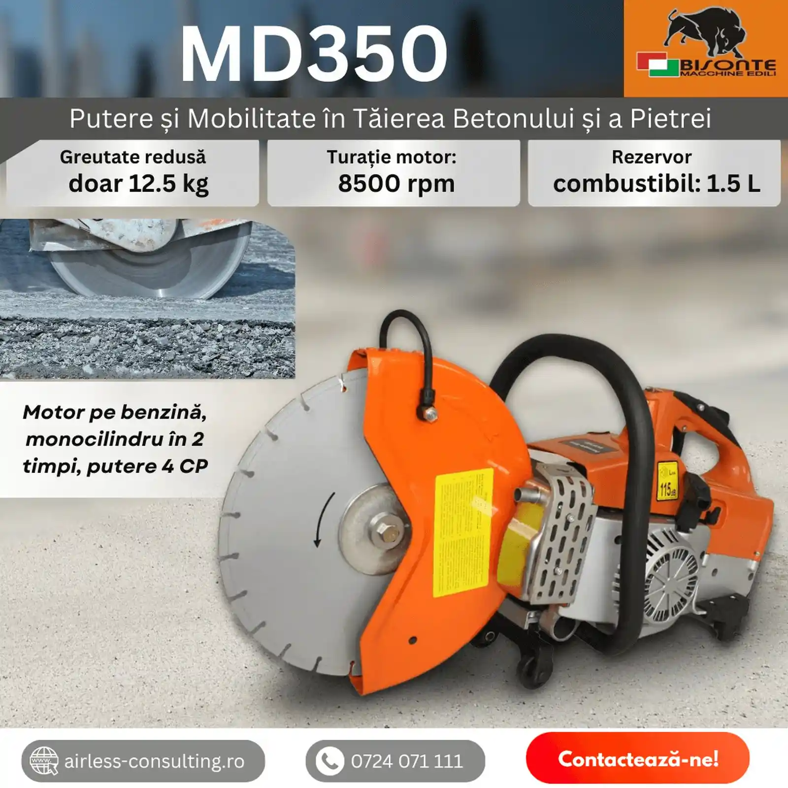 Masina de debitat portabila, MD350, Bisonte, 8500 rpm [3]