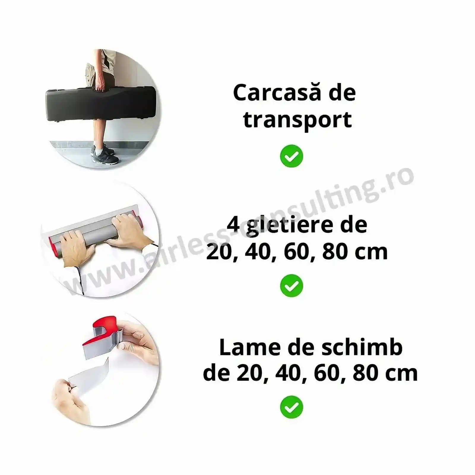 Pachet 4 gletiere 20/40/60/80 cm, OCAI, cu lame de schimb, prelungitor si spaclu [6]
