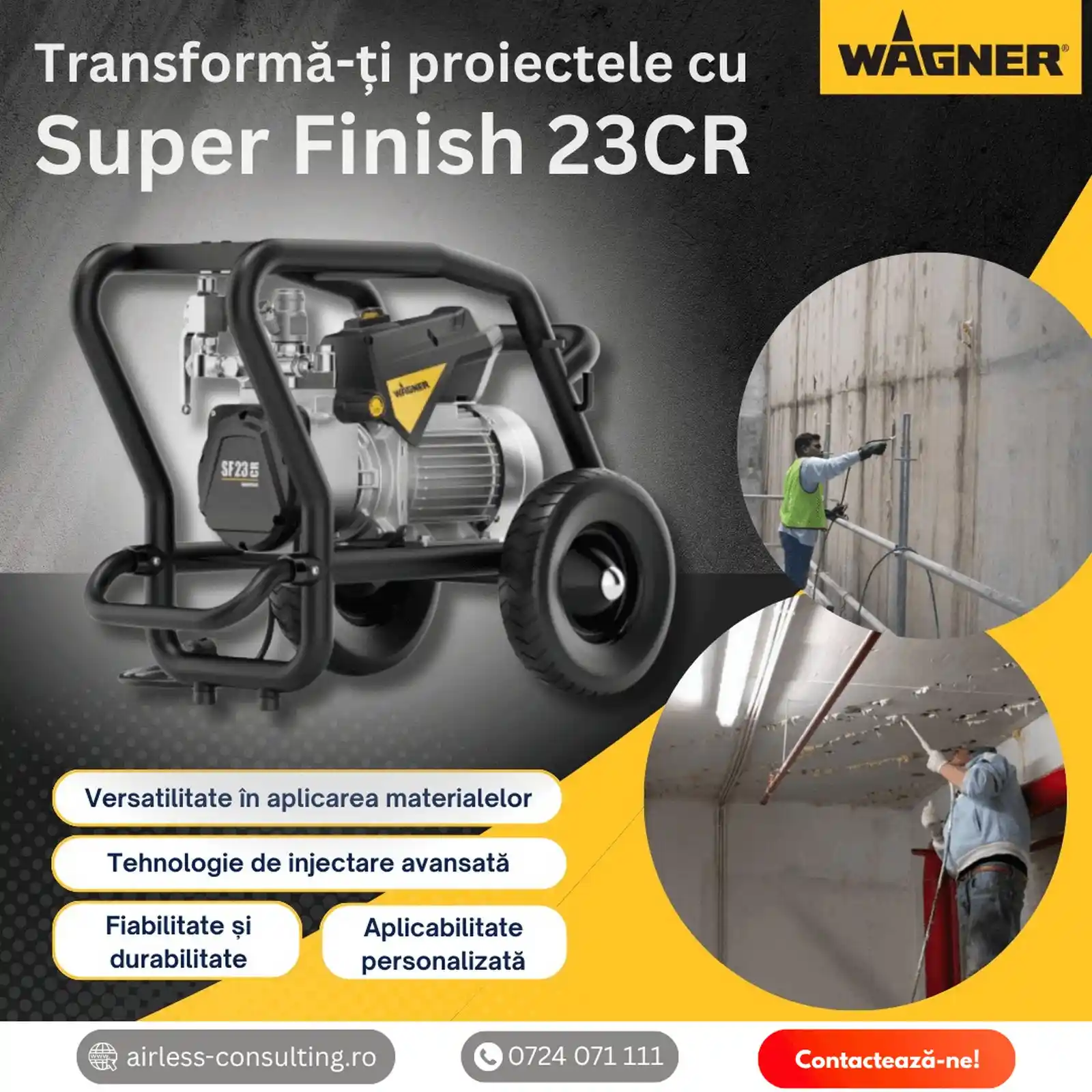 Pompa de zugravit, vopsit, Wagner, SuperFinish 23 CR, debit 2.6 l/min, pe membrana Basic [3]