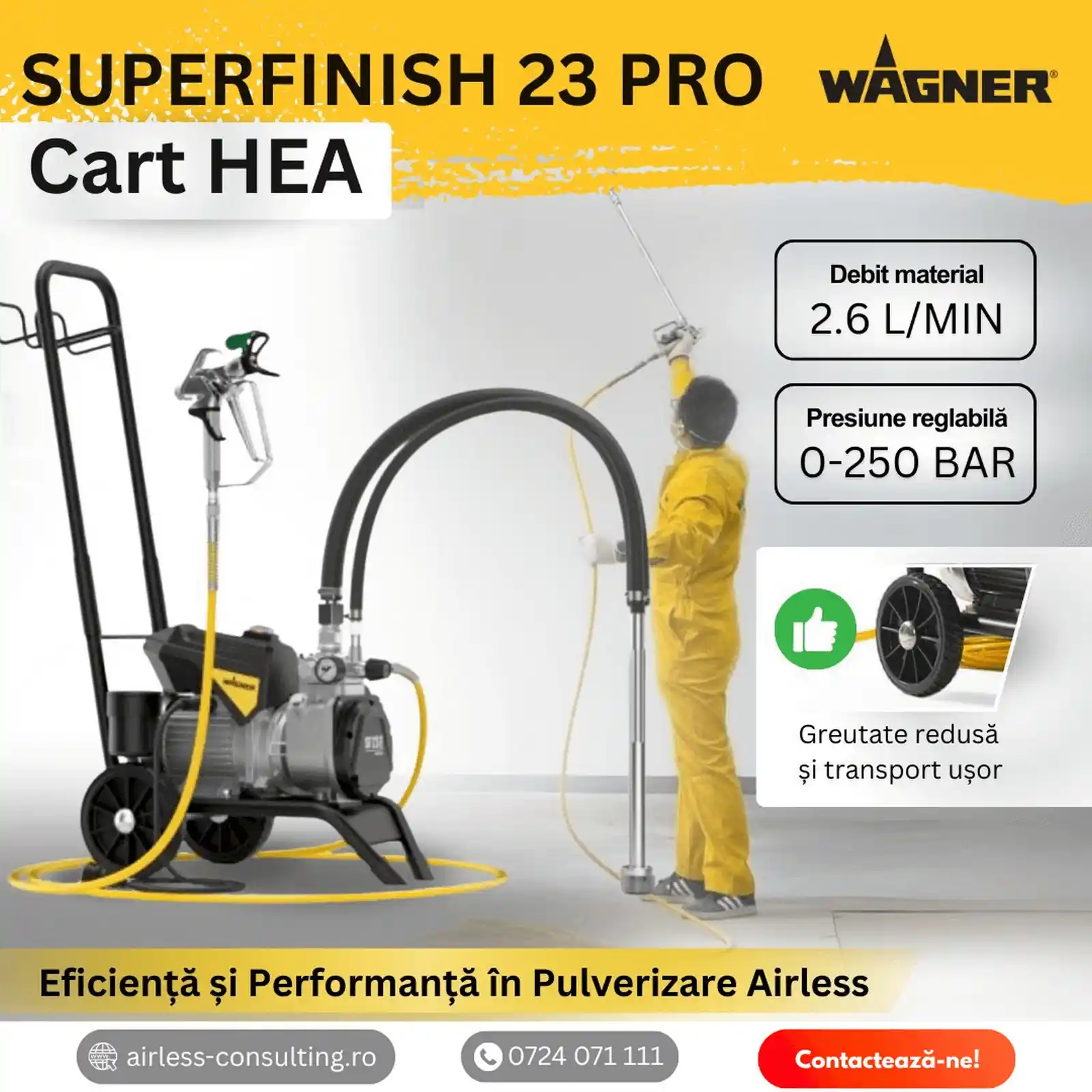 Pompa de zugravit, vopsit, Wagner, SuperFinish 23 PRO HEA Spraypack 1.3kW, airless [4]
