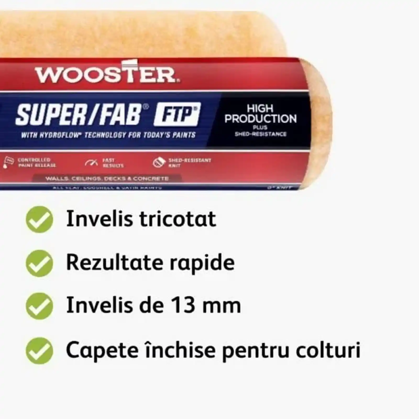Rezerve rola trafalet, Wooster, SUPER FAB FTP 11 cm, 13 mm, Pachet 2 bucati [2]