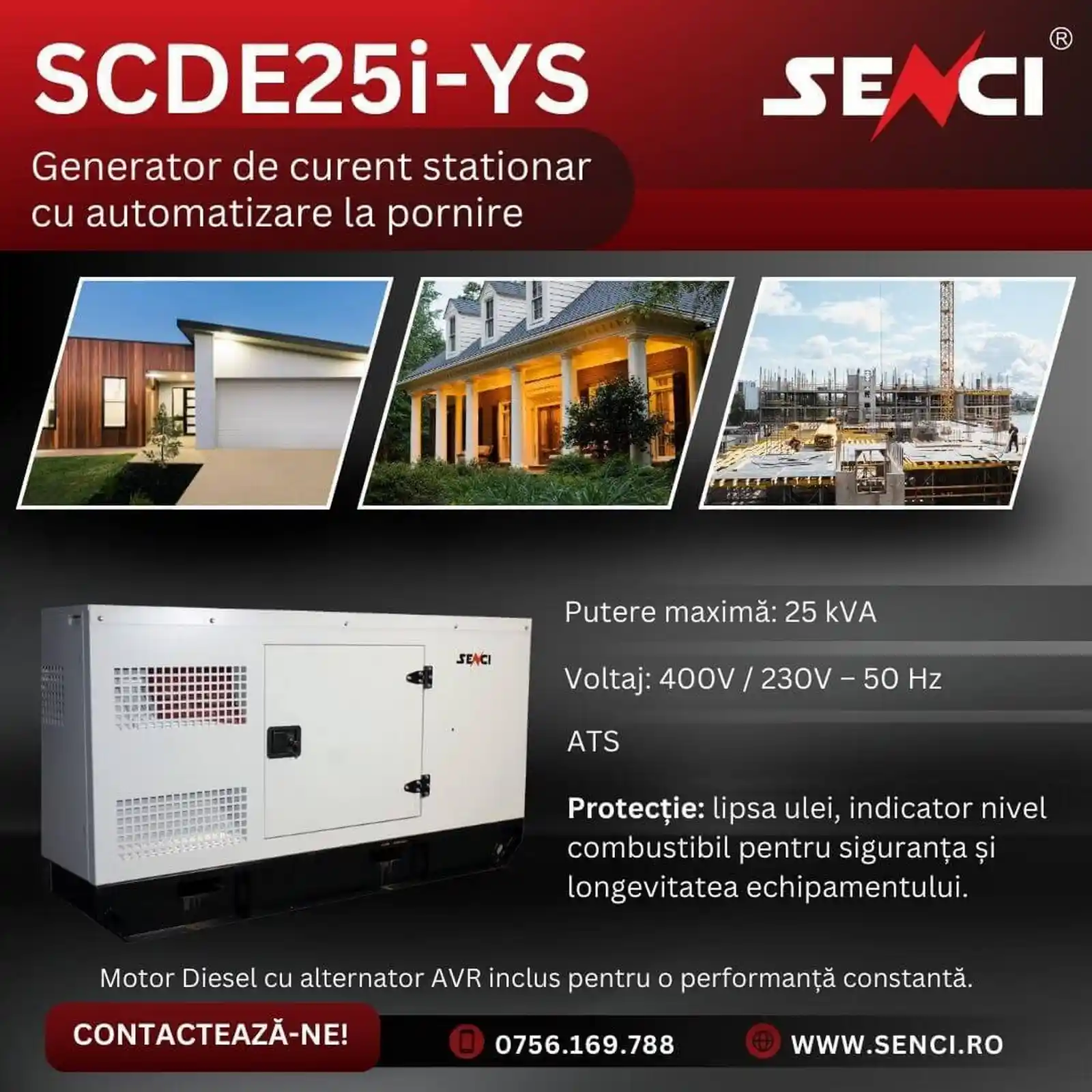 SCDE25i YS Generator insonorizat 25kVA 400V, ATS si AVR inclus [3]
