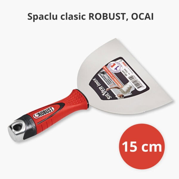 Spaclu inox clasic OCAI, 15 cm, maner cauciucat si bit surubelnita integrat [2]