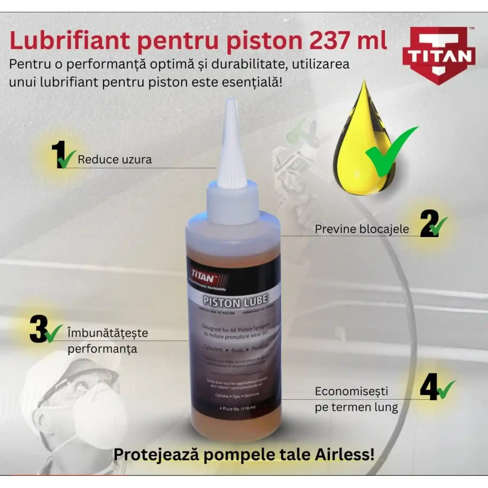 Ulei de ungere piston, Titan, pentru pompe, airless, 237 ml [3]