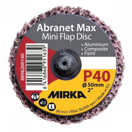 Unelte si scule Mirka - Abraziv Abranet Max Mini Flap Disc, diametru 50mm, Quick Lock, 120, 30 bucati/pachet, Mirka