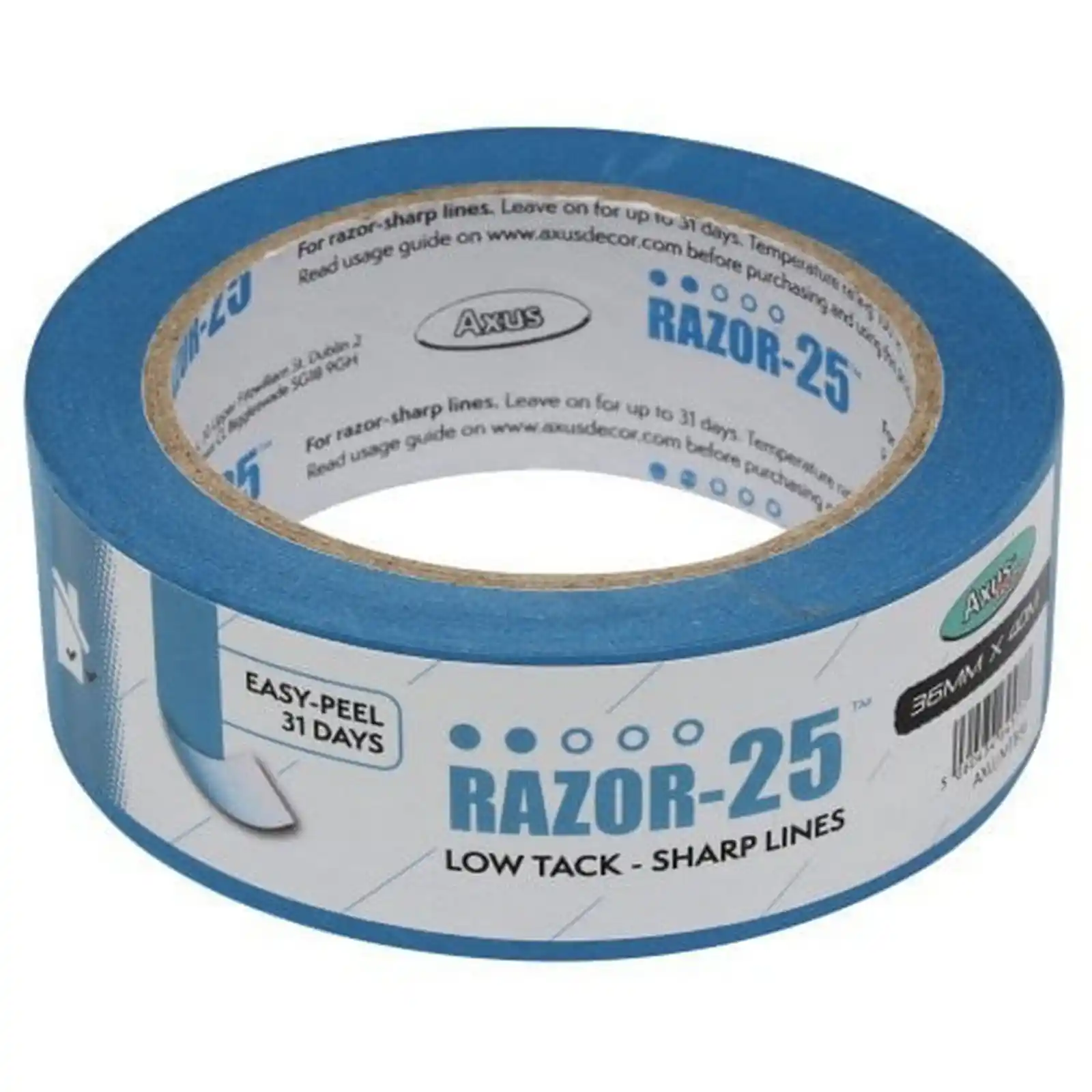 Promotii Unelte si accesorii de zugravit gletuit tencuit - Banda Razor-25 pentru linii precise, Adezivitate Scazuta, 36 mm x 40 m, Axus
