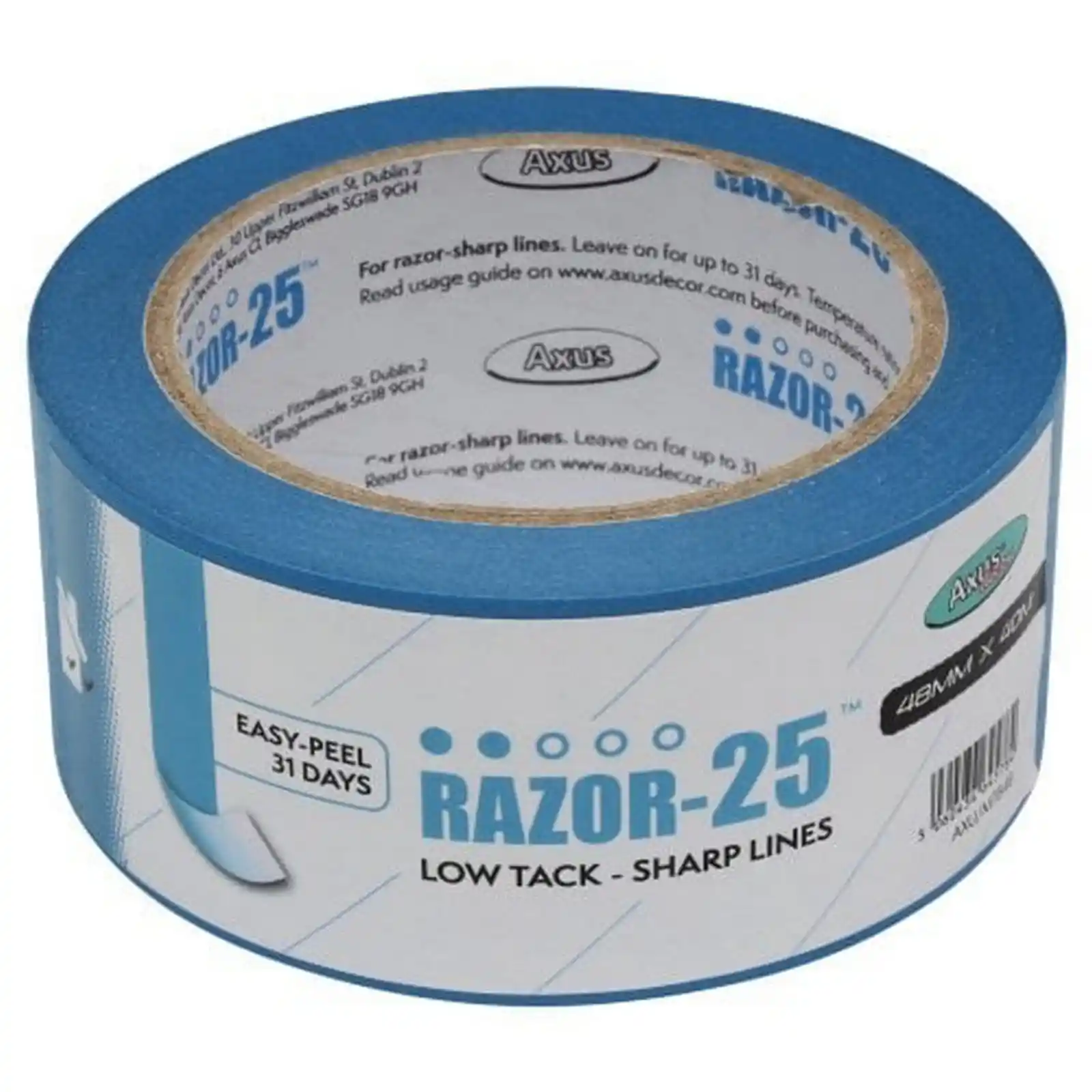 Mascare si Protectie - Banda Razor-25 pentru linii precise, Adezivitate Scazuta, 48 mm x 40 m, Axus