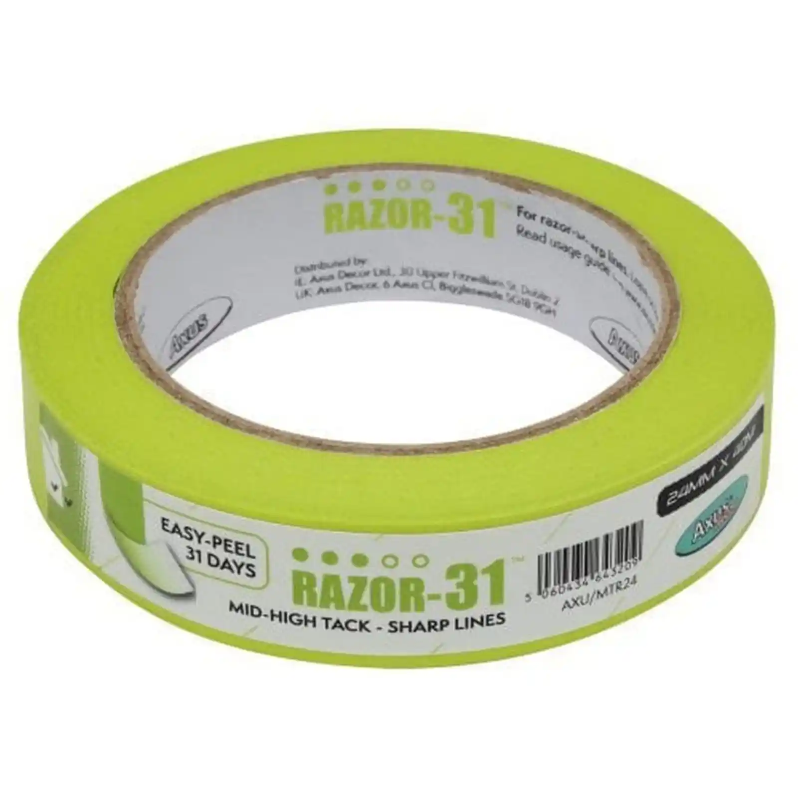 Accesorii si unelte de zugravit, gletuit - Banda Razor-31 pentru linii precise, Adezivitate Medie-Ridicata, 24 mm x 40 m, Axus
