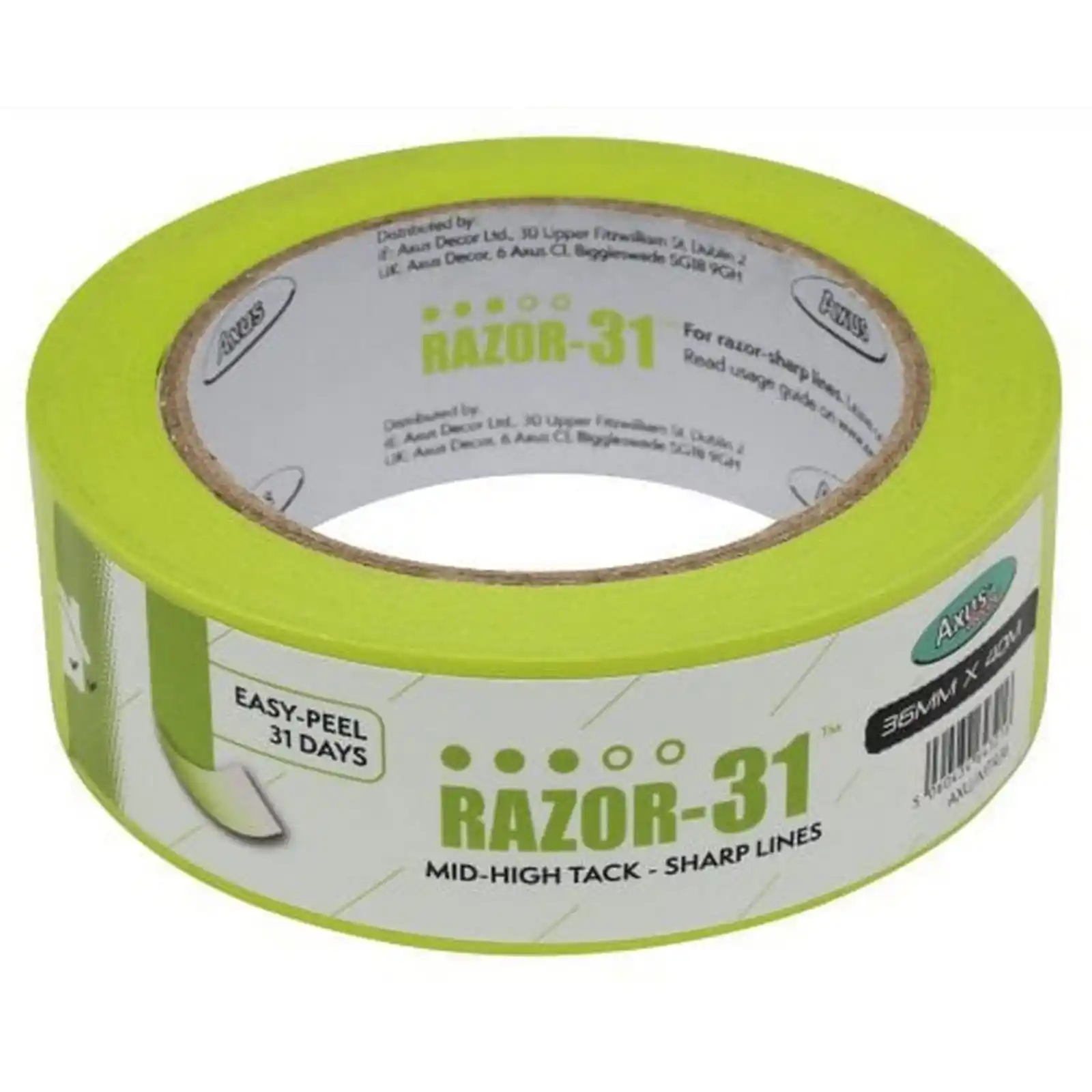 Accesorii si unelte de zugravit, gletuit - Banda Razor-31 pentru linii precise, Adezivitate Medie-Ridicata, 36 mm x 40 m, Axus