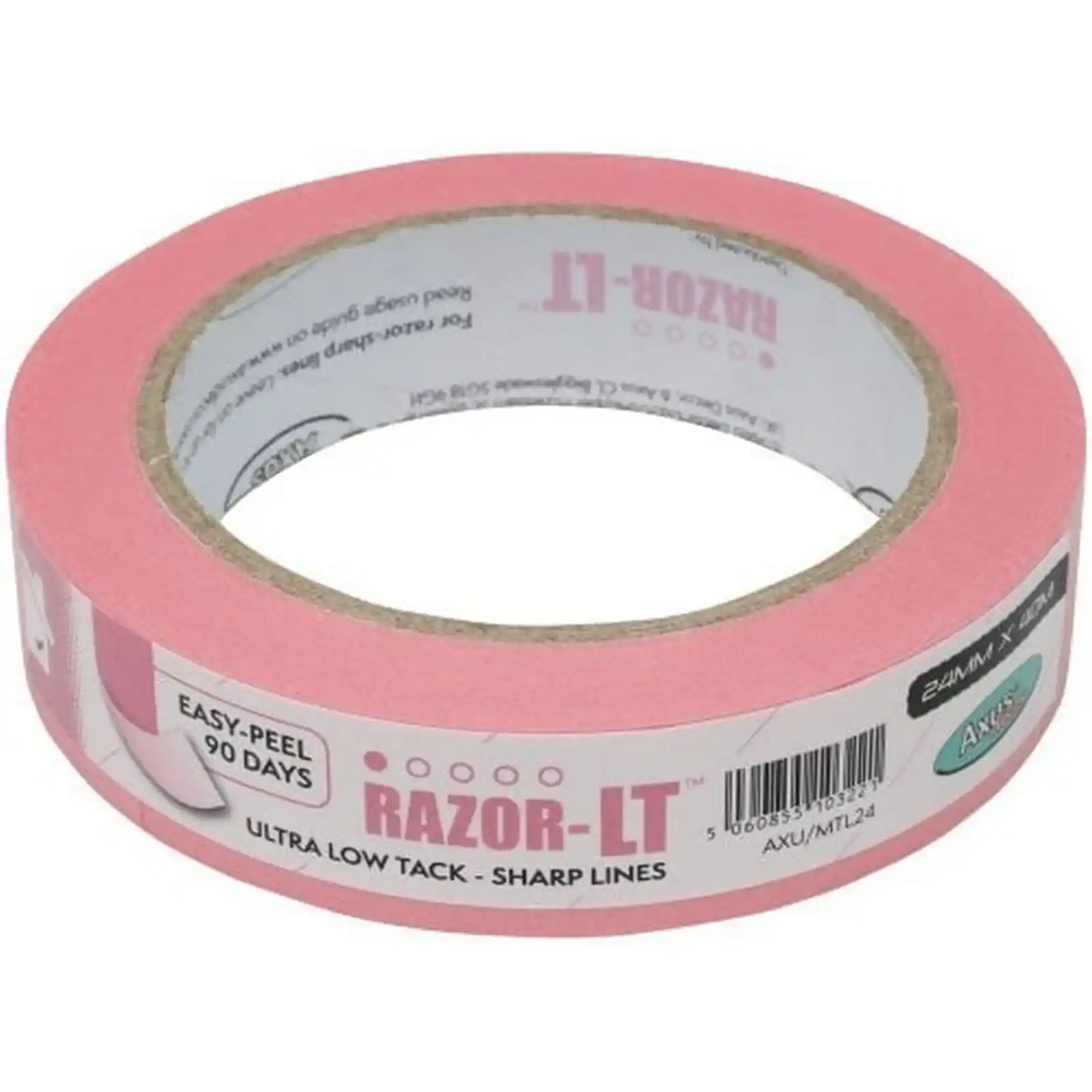 Accesorii si unelte de zugravit, gletuit - Banda Razor-LT pentru linii precise, Adezivitate Ultra Scazuta, 24 mm x 40 m, Axus