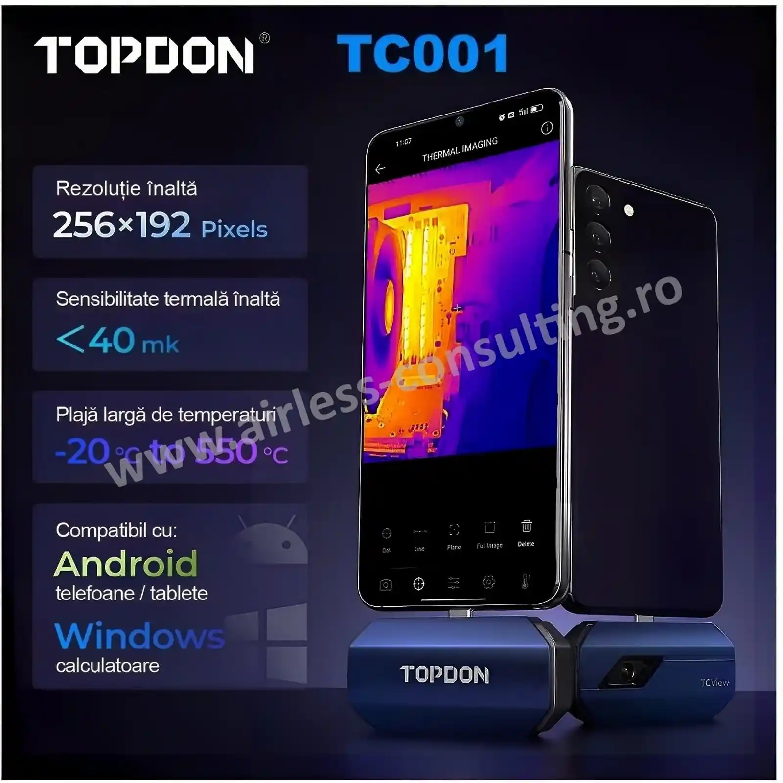 Camera termoviziune externa, Topdon TC001, 25 Hz, pentru Android si Windows [3]