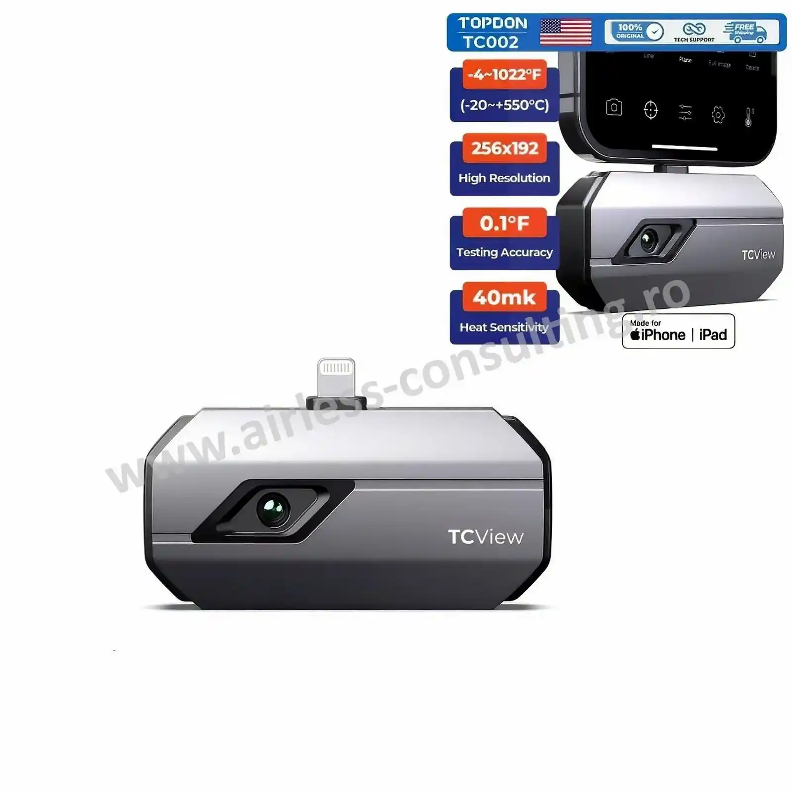 Camera termoviziune externa, Topdon TC002, 25 Hz, pentru sistemele iOS [1]